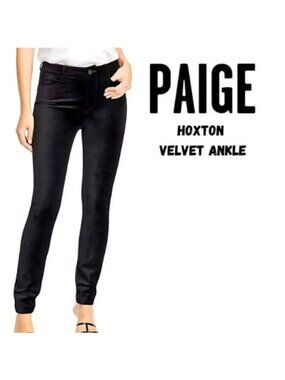 PAIGE Hoxton Velvet Ankle Skinny Leg Jeans in Black Size 30 EUC